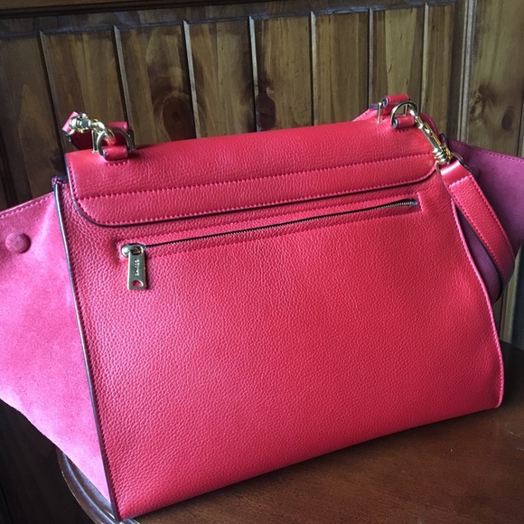 Celine Red Calfskin Suede Medium Trapeze - Picture 3 of 8